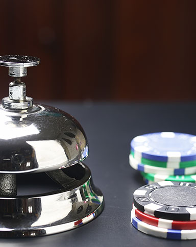 Desk bell and casino chips