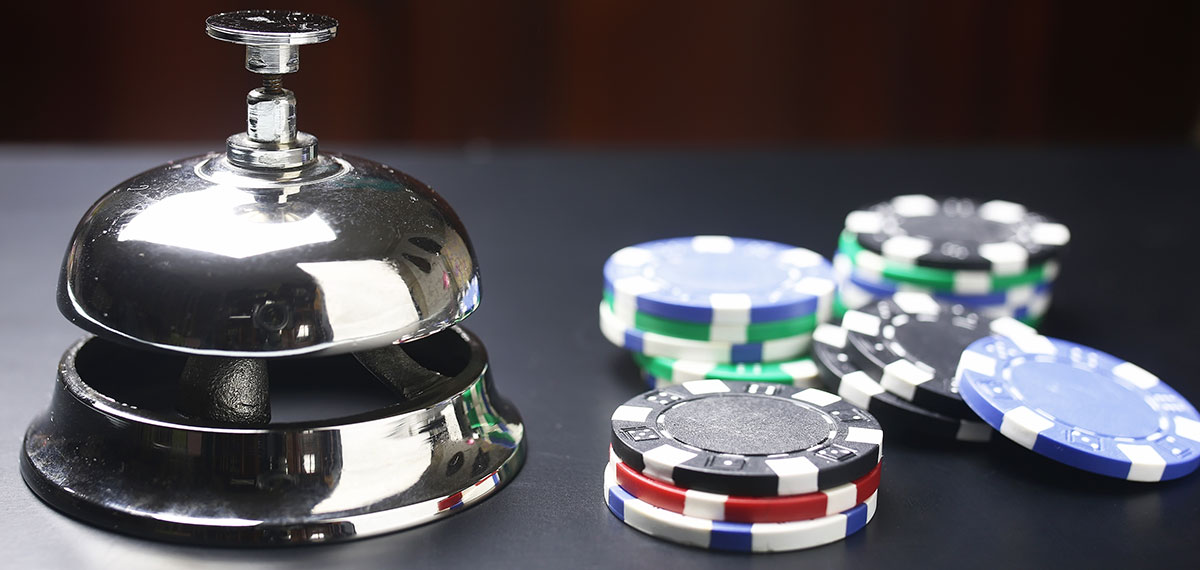 Desk bell and casino chips