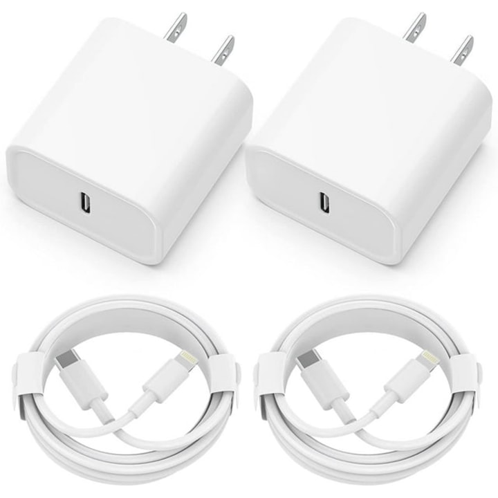 iPhone Charger 6 Foot Lightning Cable and Wall Charger (2 Pack)