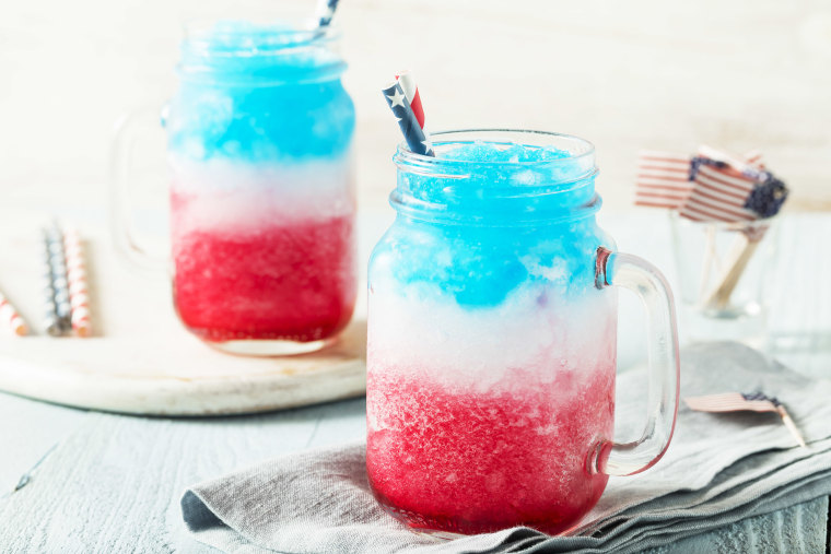 Homemade Patriotic Red White and Blue Slushie Cocktail