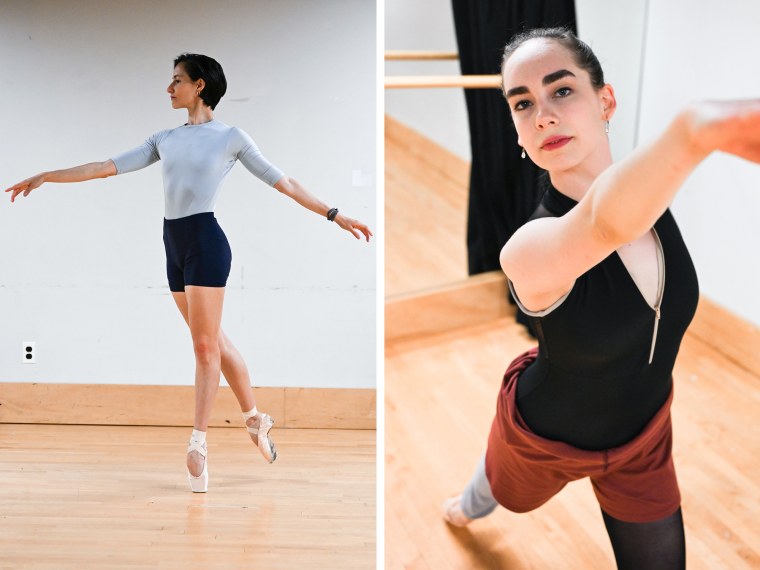 A split image of Annia Hidalgo and Mia Domini in dance poses