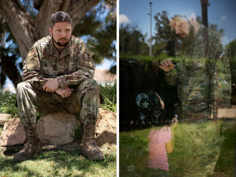 Larry Hebert, an active duty U.S. service member photographed where he lives with his family in Rota, southern Spain on Thursday.