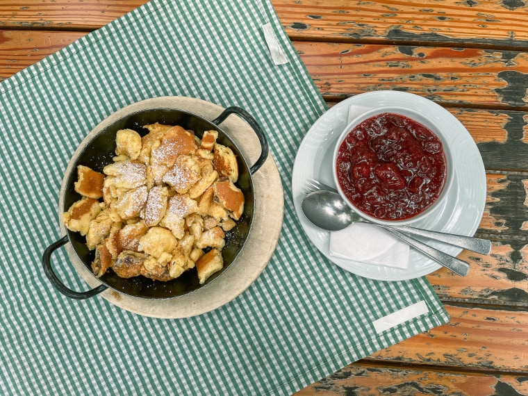 Austrian pancakes eaten with lingonberry sauce