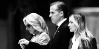 Hunter Biden holds his wife and mother's hands as they walk out of the courthouse