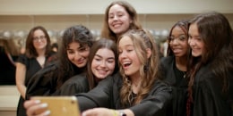Teenage girls take a selfie