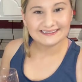 split images of gypsy rose blanchard making a prison energy drink on tiktok