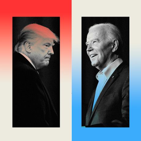 Photo illustration of Trump and Biden