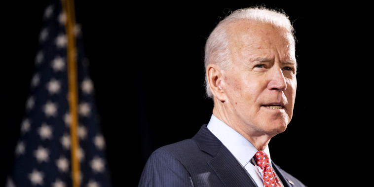 Image: Joe Biden at a press conference in Wilmington, Del., on March 12, 2020.