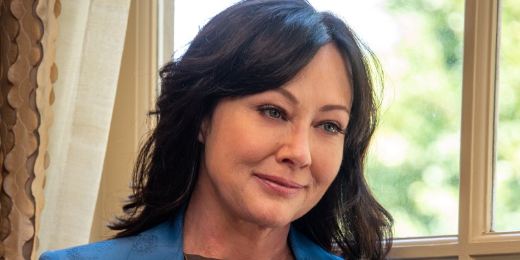 Shannen Doherty at the "BH90210" Press Conference at the Four Seasons Hotel on August 08, 2019 in Beverly Hills, California.