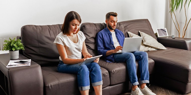 Image: Couple working at home