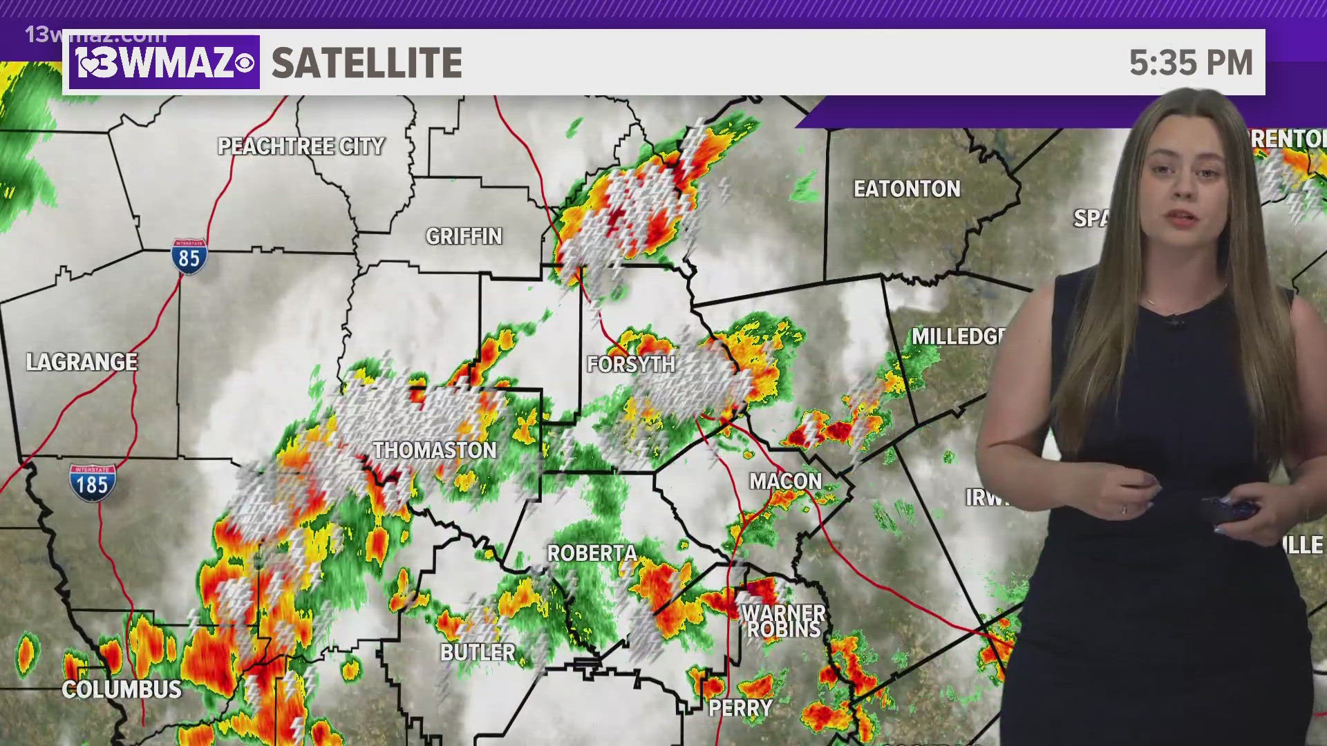 Meteorologist Ansley Parker tracks strong storms across central Georgia and provides an update on the current heat advisory,