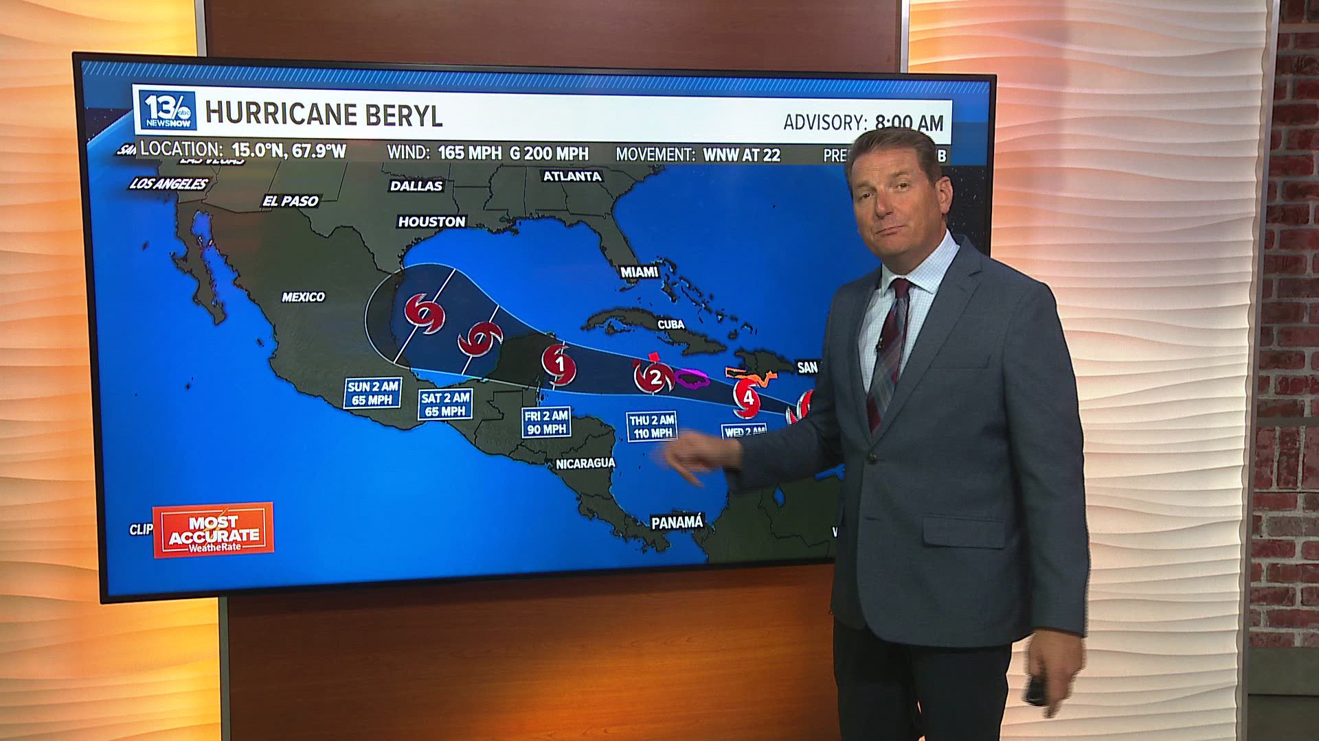 Hurricane Beryl is now a Category 5 hurricane with winds of 160 mph, becoming the earliest Category 5 hurricane on record.