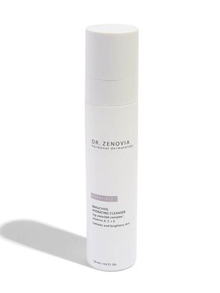 white bottle of the Dr. Zenovia Bakuchiol Hydrating Cleanser against a white background