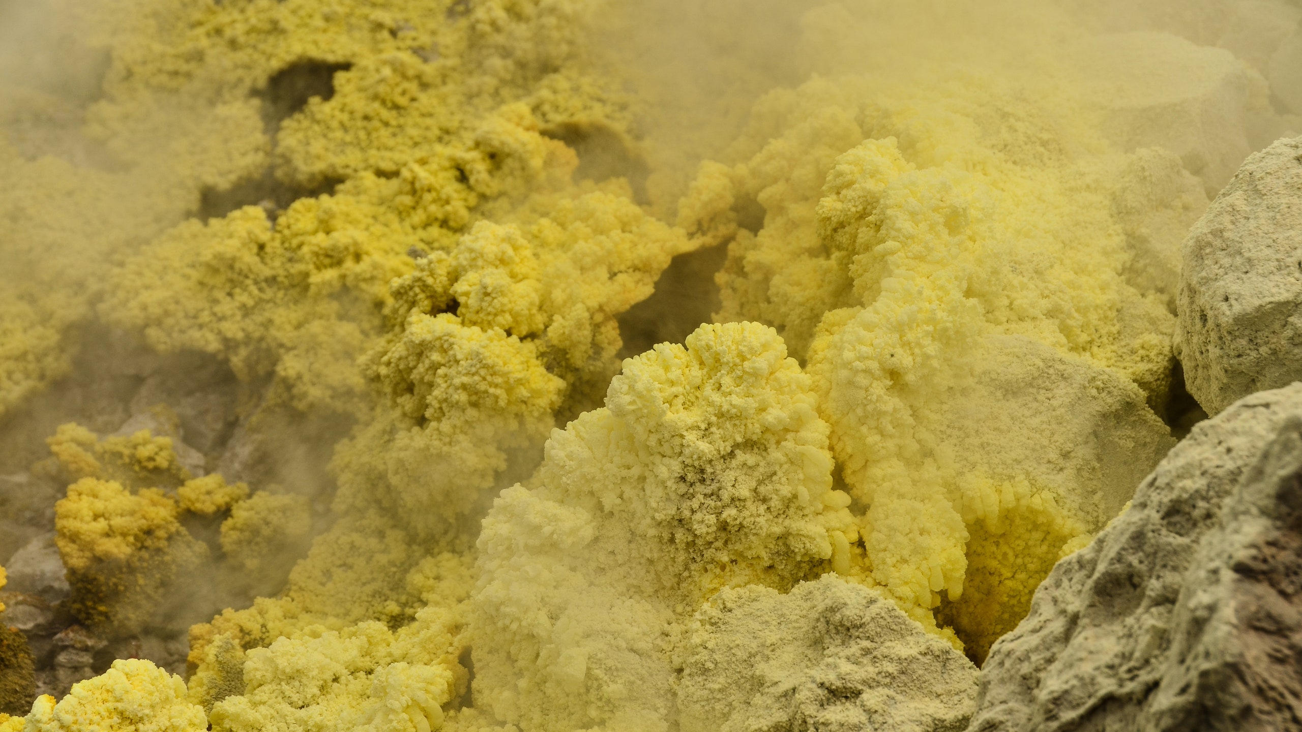 close up of yellow sulfur