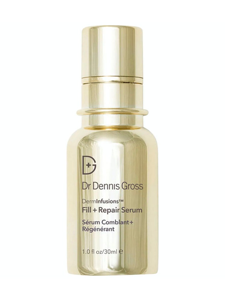 bottle of Dr. Dennis Gross Skincare Derm Infusions Fill + Repair Serum on white background