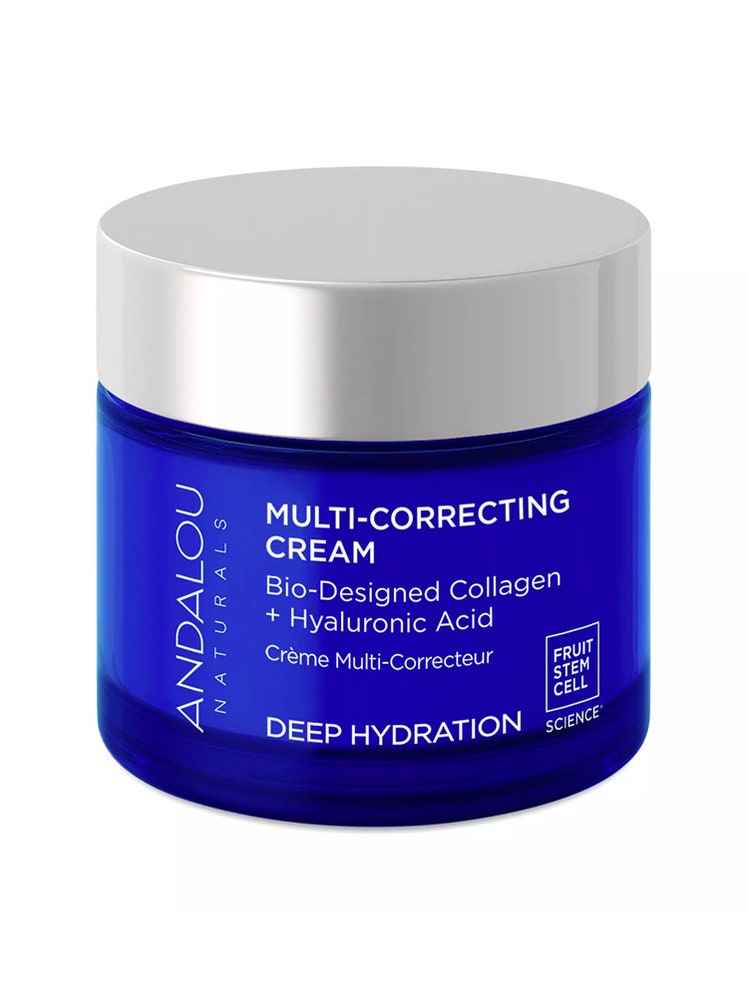 bottle of Andalou Naturals Deep Hydration Multi-Correcting Cream on white background