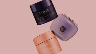 Best Moisturizer for Dry Skin a collage of Biossance Caudalie and Tatcha on pink background