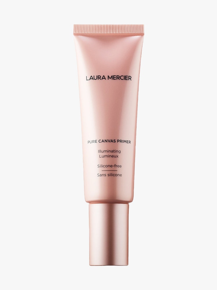 Laura Mercier Pure Canvas Illuminating Primer rose gold tube on light gray background