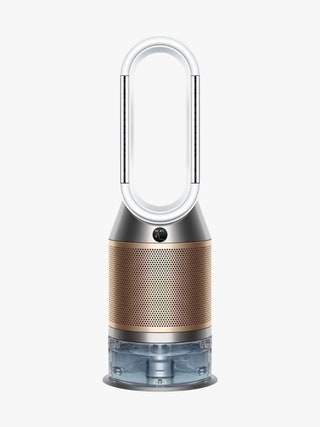 Dyson Purifier HumidifyCool Formaldehyde silver and copper humidifier on light gray background