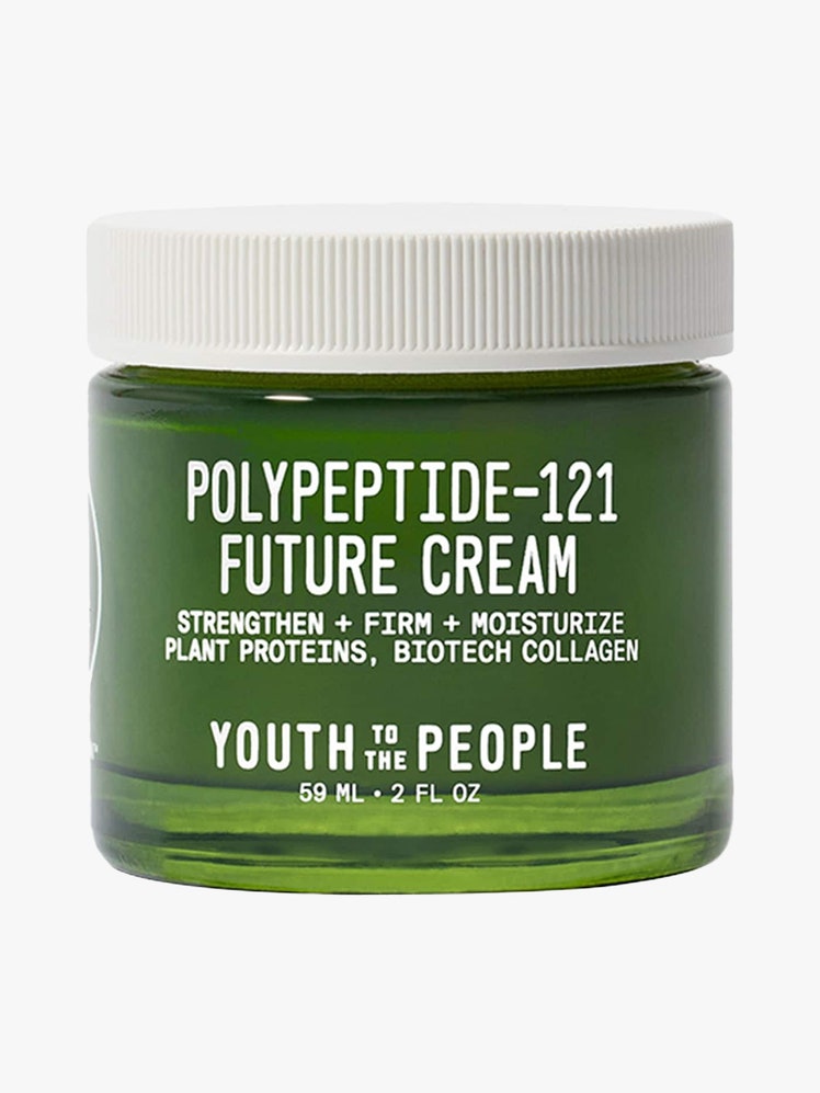 Youth to the People Polypeptide-121 Future Cream green jar with white lid on light gray background