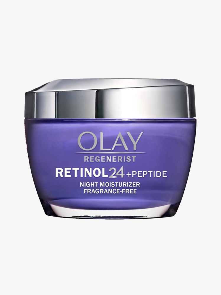 Olay Regenerist Retinol 24 Night Moisturizer in jar with silver cap