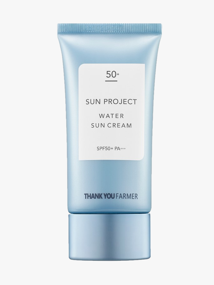 Thank You Farmer Sun Project Water Sun Cream in bright sky blue tube