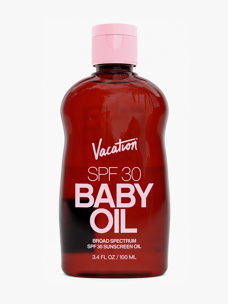 Vacation Baby Oil SPF 30 in clear red color