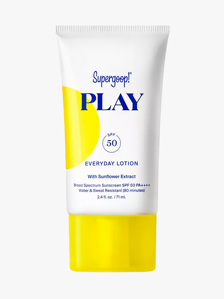 Supergoop Play Everyday SPF 50 in white and yellow tube