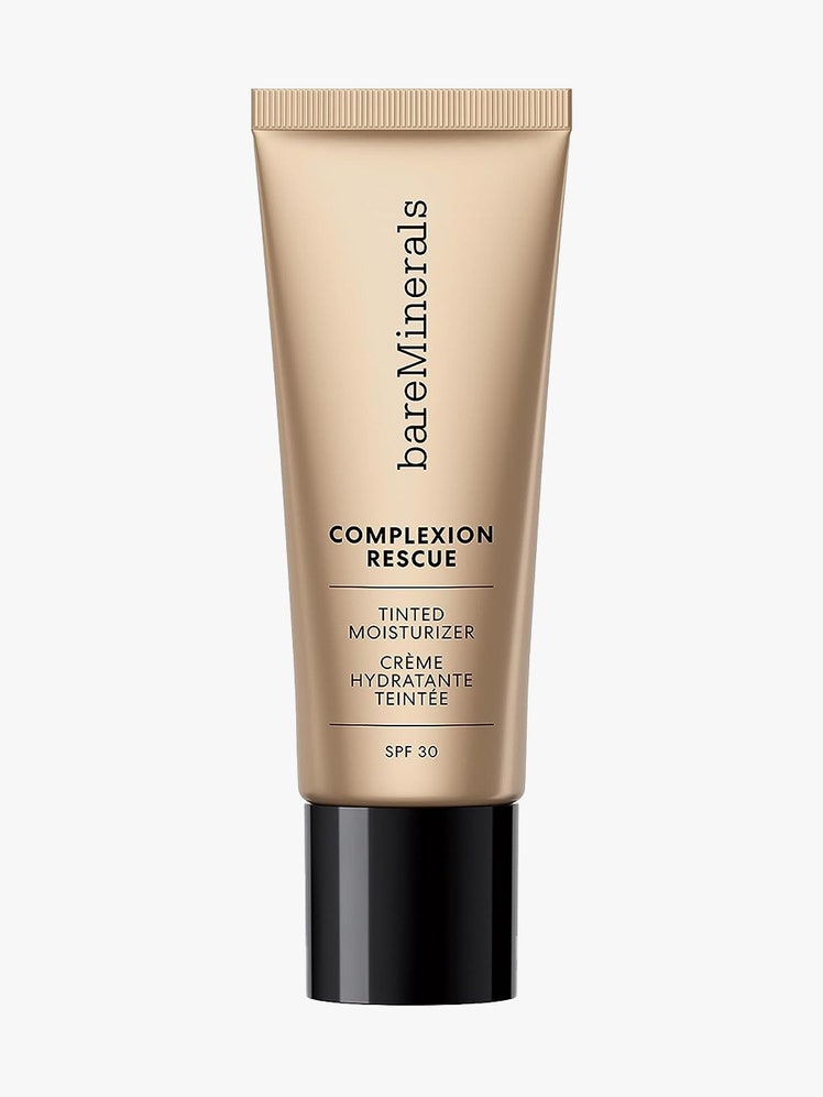 Bareminerals Complexion Rescue Tinted Moisturizer SPF 30 bronze tube with black cap on light gray background