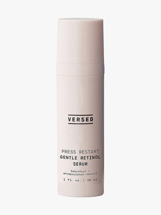 Versed Press Restart Gentle Retinol Serum pale pink bottle on light gray background
