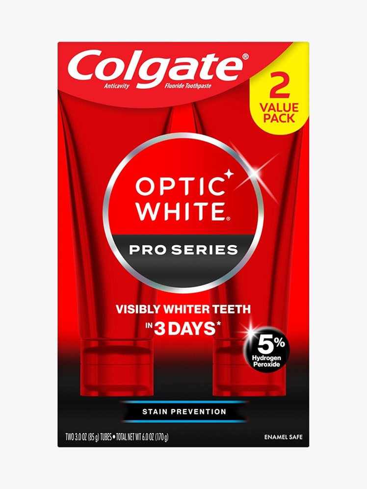 Colgate Optic White Pro Series Whitening Toothpaste (2-Pack) red box on light gray background