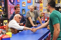 Comic Book Men, Walter Flanagan (L), Stan Lee (C), Bryan Johnson (R), 'Stan Saves!', Season 5, Ep. #6, 02/14/2016, ©AMC