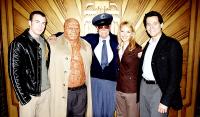 FANTASTIC FOUR, Chris Evans, Michael Chiklis, Stan Lee, Jessica Alba, Ioan Gruffudd on set, 2005, TM & Copyright (c) 20th Century Fox Film Corp. All rights reserved.