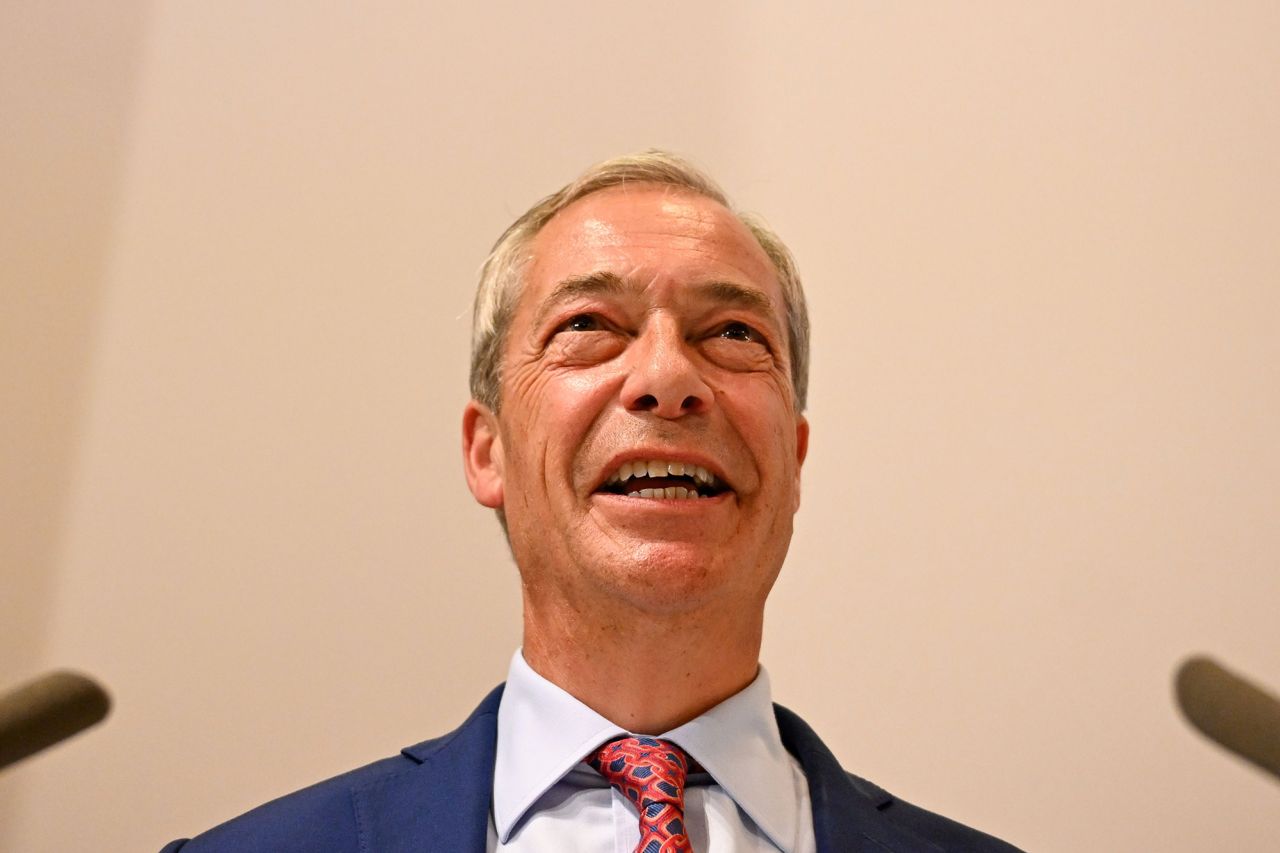 Reform UK Leader Nigel Farage attends a press conference in London, England, on July 5.