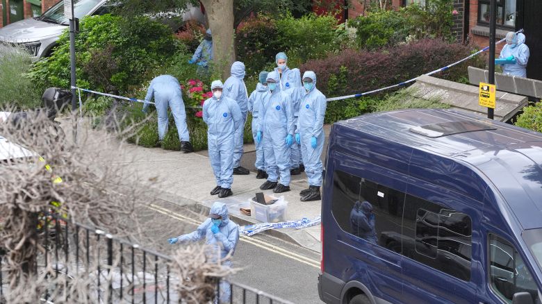 Forensic officers at an address in Shepherd's Bush, west London, after human remains were found in two suitcases near the Clifton Suspension Bridge in Bristol. Picture date: Saturday July 13, 2024. PA Photo. The suspect is thought to have travelled to Bristol from London earlier that day, the Metropolitan Police said. A 34-year-old man was arrested in the Bristol area in the early hours of Saturday, police have said.