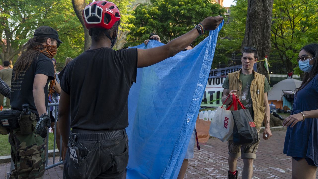 Scenes from a student protest camp at the University of Pennsylvania.