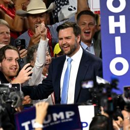 US Senator from Ohio and 2024 Republican vice-president candidate J. D. Vance attends the first day of the 2024 Republican National Convention at the Fiserv Forum in Milwaukee, Wisconsin, July 15, 2024. Days after he survived an assassination attempt, Republicans are set to nominate Donald Trump as the party's official presidential candidate at the Republican National Convention taking place in Milwaukee, Wisconsin, from July 15 to 18. (Photo by Patrick T. Fallon / AFP) (Photo by PATRICK T. FALLON/AFP via Getty Images)