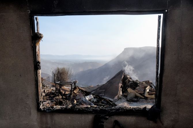 The remains of a Los Angeles home destroyed by the Woolsey Fire are seen on November 11.