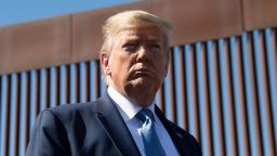 TOPSHOT - US President Donald Trump visits the US-Mexico border fence in Otay Mesa, California on September 18, 2019. (Photo by Nicholas KAMM / AFP)        (Photo credit should read NICHOLAS KAMM/AFP via Getty Images)