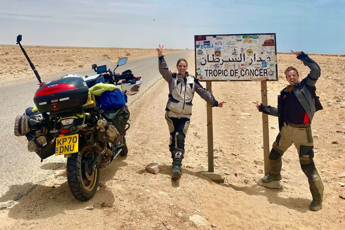 The couple, known as "Lavi and Ollie," hadn't ever traveled by motorbike before they set off in 2022.