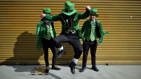 DUBLIN, IRELAND - MARCH 17: Revellers attend the Saint Patrick's Day parade on March 17, 2019 in Dublin, Ireland. Saint Patrick, the patron saint of Ireland is celebrated around the world on St. Patrick's Day. According to legend Saint Patrick used the three-leaved shamrock to explain the Holy Trinity to Irish pagans in the 5th-century after becoming a Christian missionary. (Photo by Charles McQuillan/Getty Images)