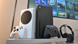 Microsoft's Xbox Series X (black) and series S (white) gaming consoles are displayed at a flagship store of SK Telecom in Seoul on November 10, 2020.