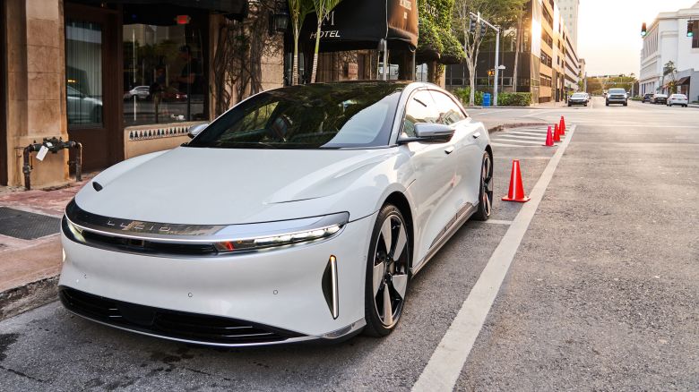 MIAMI, FLORIDA - MARCH 27: A Lucid car seen at Haute Living Celebrates Cover Star Francisco Lindor Together With Lucid Motors at Zucca Miami on March 27, 2023 in Miami, Florida. (Photo by Romain Maurice/Getty Images for Haute Living)