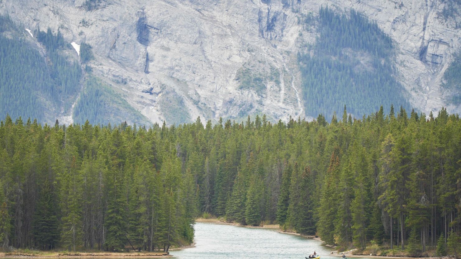 Lake Minnewanka in Banff National Park in Alberta, Canada, on May 23.