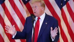 Former President Donald Trump speaks at Trump Tower in New York City on May 31.