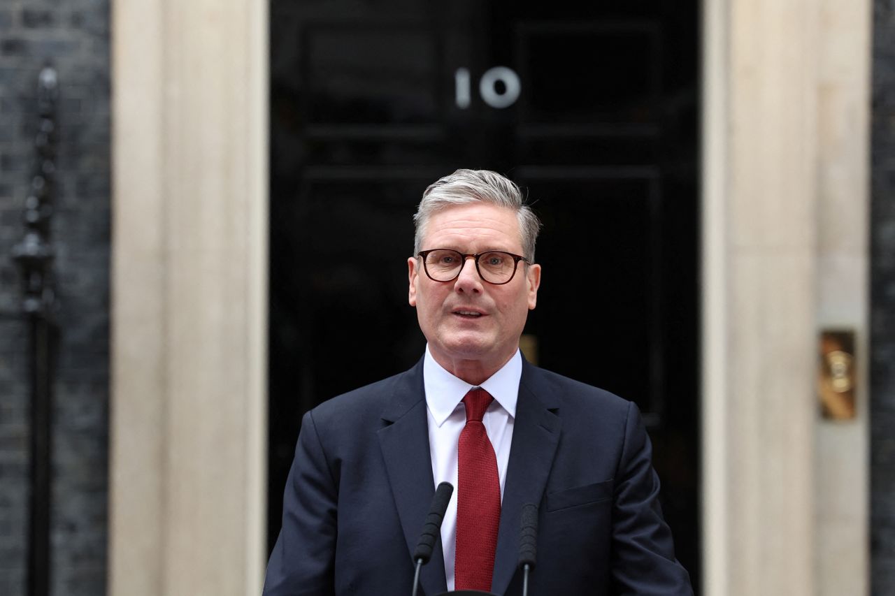 Incoming British Prime Minister Keir Starmer delivers a speech at Number 10 Downing Street in London, England, on July 5.