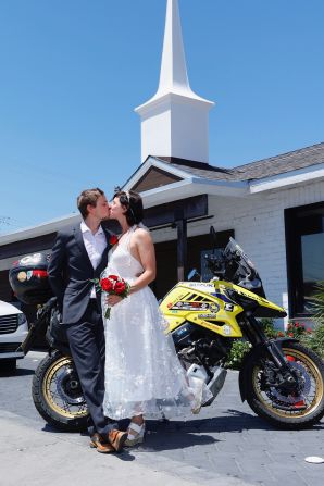 <strong>Wedding stopover:</strong> The couple, who had been engaged for six years, found time to tie the knot while traveling through Las Vegas last year.