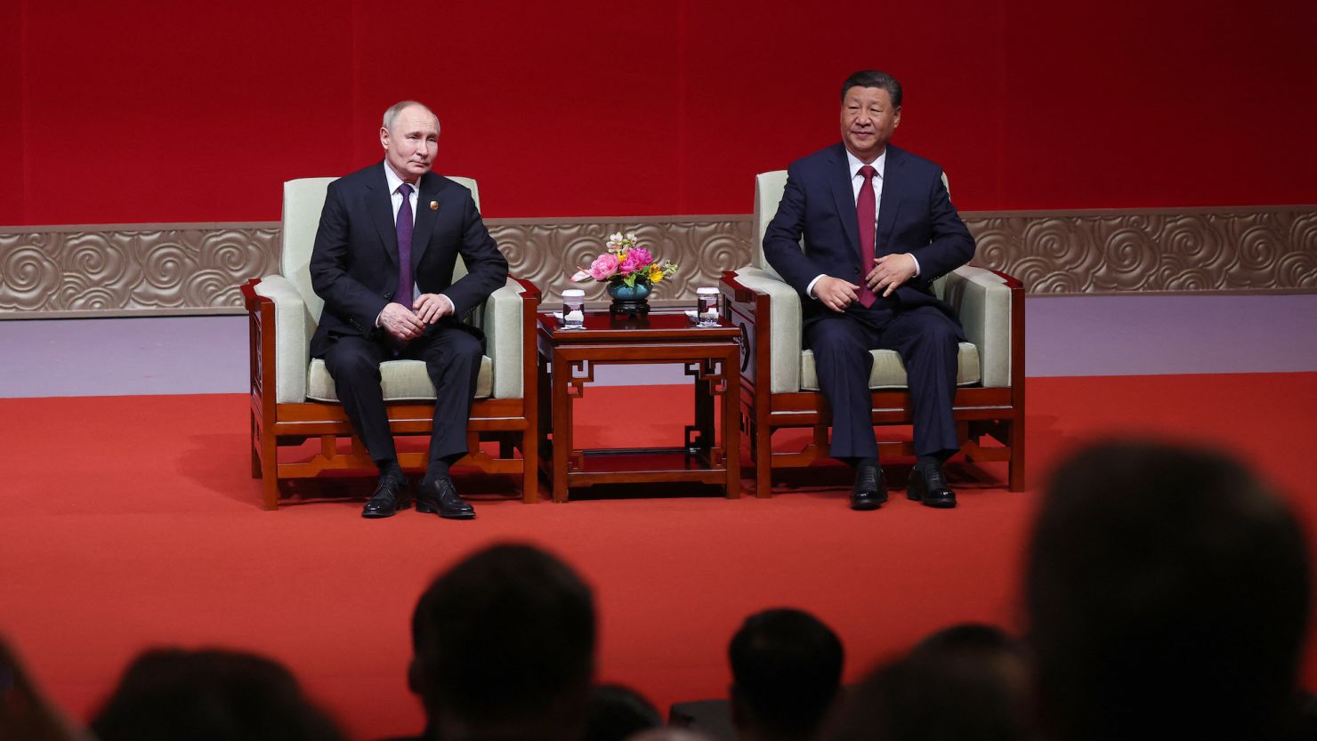 Russian President Vladimir Putin and Chinese leader Xi Jinping attend a concert together in Beijing during Putin's state visit to China on May 16, 2024.