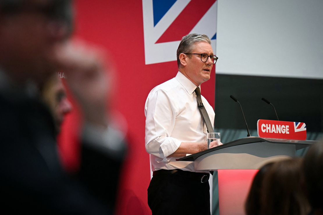 Labour Party leader Keir Starmer speaks during the launch of his party's election manifesto in Manchester, United Kingdom, in June 2024.