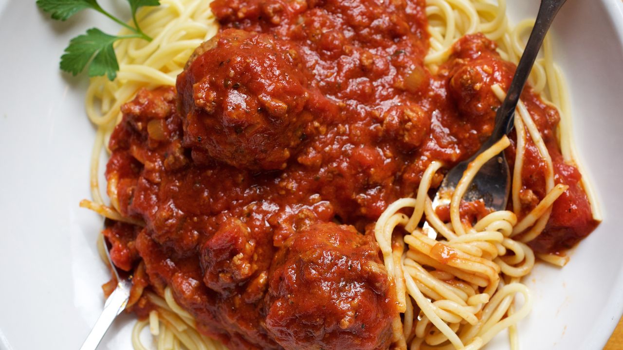 Create your own pasta--Spaghetti, Traditional Meat Sauce and Meatballs at Olive Garden photographed in Hyattsville, MD. Date created:<br />November 28, 2017